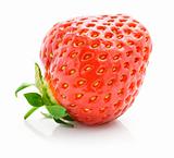fresh red strawberry with green leaf isolated