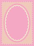 Oval Vector Frame of Victorian Eyelet on Heart Trimmed Striped Background