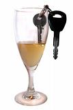 car keys inside champagne glass