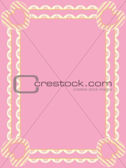 Vector Victorian Frame With Eyelet, Copy Space and Striped Hearts