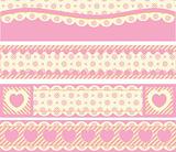 Vector Borders With Victorian Eyelet Hearts and Stripes