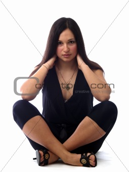 Young brunette sitting