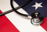 Stethoscope on American Flag with Selective Focus.