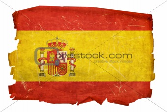 Spain Flag old, isolated on white background