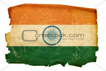 India Flag old, isolated on white background
