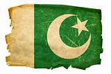 Pakistan Flag old, isolated on white background.