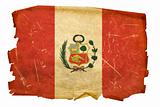 Peru Flag old, isolated on white background.