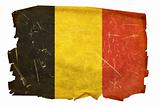 Belgium Flag old, isolated on white background.