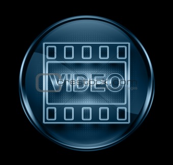 Film icon dark blue, isolated on black background.
