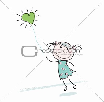 Small girl with heart shaped balloon