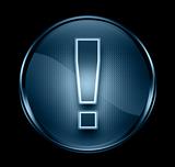 Exclamation symbol icon dark blue, isolated on black background