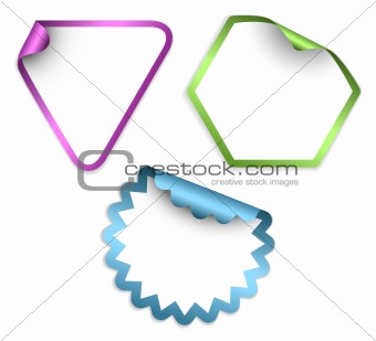 White labels and stickers with colorful border
