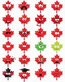 Maple-leaf-shaped smiley faces