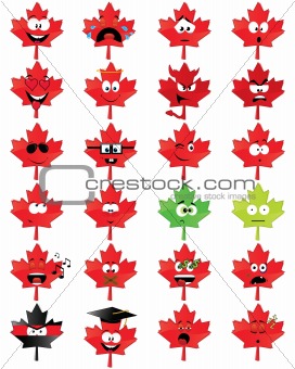 Maple-leaf-shaped smiley faces