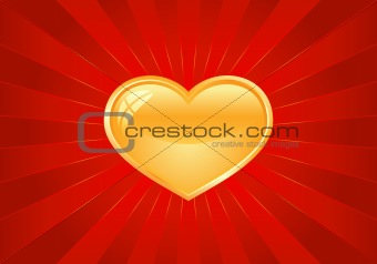 Red light burst with golden heart