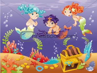 Baby Sirens and Baby Triton with background.