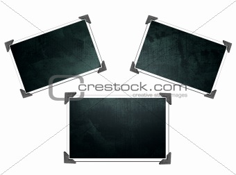 Three Photo frames isolated on white with texture
