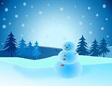  Snowman in winter scene