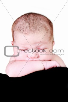 Baby Girl on sleeping with hand under chin