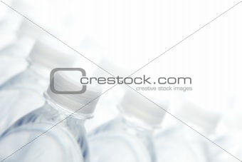 Water Bottles Abstract Image on a Gradated White Background.