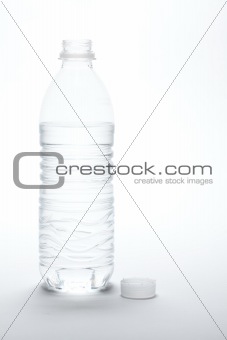 Water Bottle and Cap Image on A Gradated White Background.