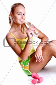 woman holding a bottle of water