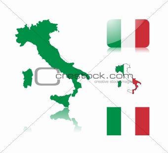 Italian map and flags