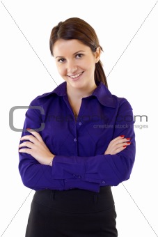 Positive business woman smiling