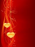 Romantic background in red gold with hearts