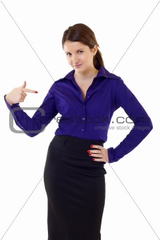 business woman pointing at herself