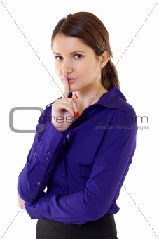 woman with the finger near her lips