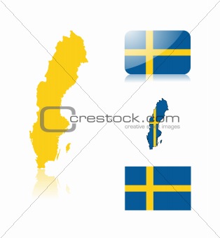 Swedish map and flags