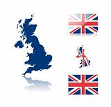 British map and flags
