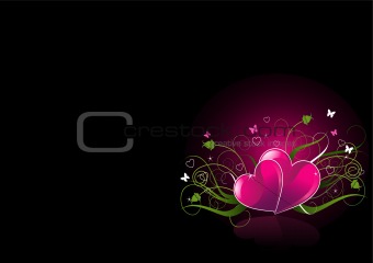 Romantic black Background with hearts