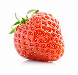 single fresh red strawberry isolated on white