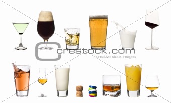 Drinks isolated on white background