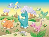 Dinosaurs Family with background.
