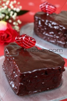 Heart shaped chocolate cake