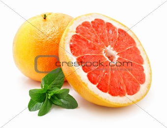fresh grapefruit with cut isolated