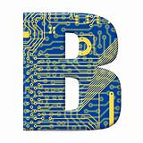 Letter from electronic circuit board alphabet on white backgroun