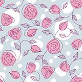 Seamless hand drawn pattern with pink roses