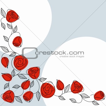 Classic hand drawn background with roses