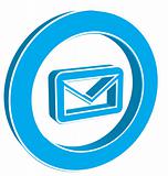 Icon e-mail blue on a white background, vector illustration