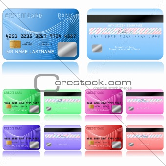 Credit cards on a white background, vector illustration