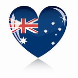 Vector heart with Australia flag texture isolated on a white background.