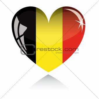 Vector heart with Belgium flag texture isolated on a white.