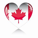 Vector heart with Canada flag texture isolated on a white.