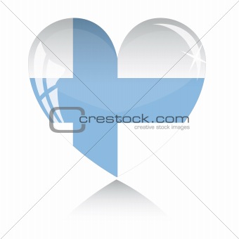 Vector heart with Finland flag texture isolated on a white.