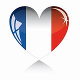 Vector heart with France flag texture isolated on a white background.