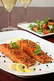 Smoked salmon with pepper crust
